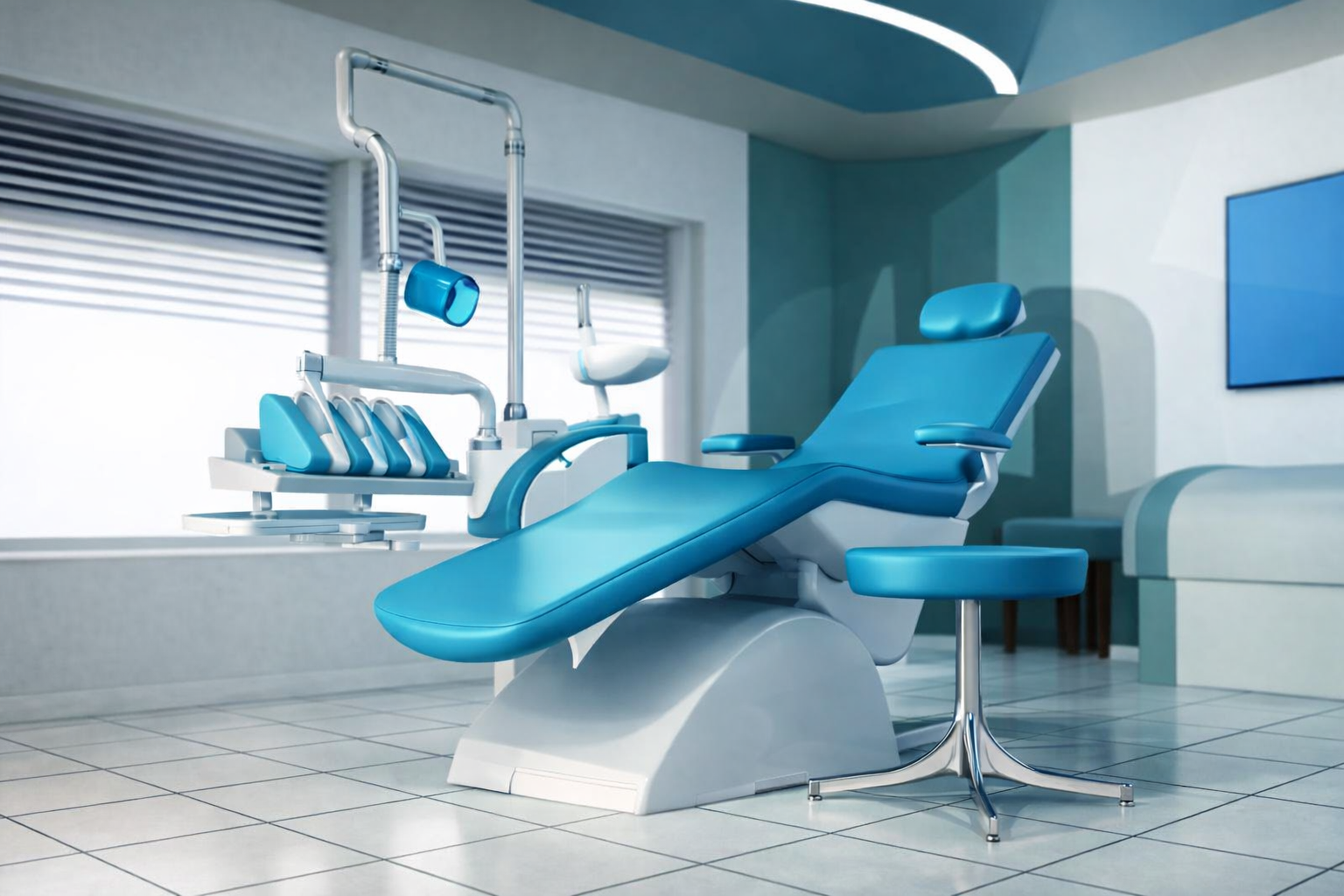 Clean, empty dental surgery prepared for safe infection control in dental practice